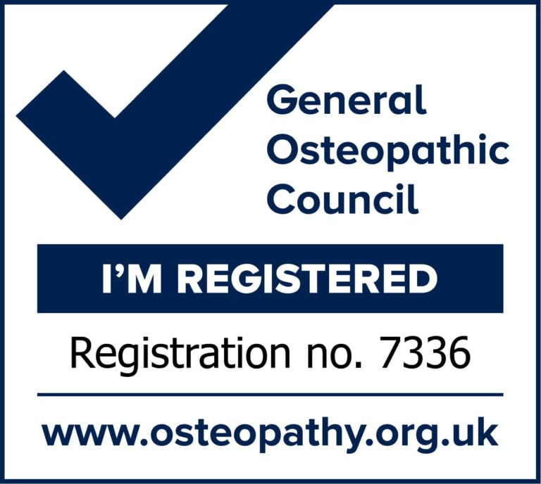 "General Osteopathic Council I'm Registered Registration no.7336. www.osteopathy.org.uk" logo. Ellena West Osteopathy. Osteopathy, local Osteopathy, Osteopathy Treatment, Clinical Pilates, Physio Pilates, Medical Pilates. Saltford, Keynsham.